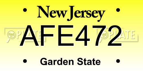 AFE472 New Jersey License Plate