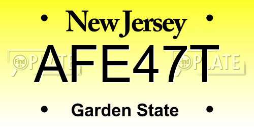 AFE47T New Jersey License Plate