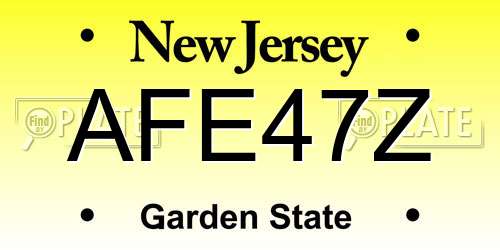 AFE47Z New Jersey License Plate