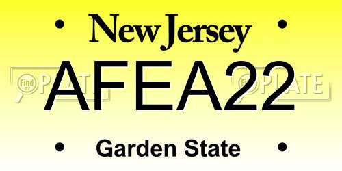 AFEA22 New Jersey License Plate