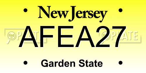 AFEA27 New Jersey License Plate