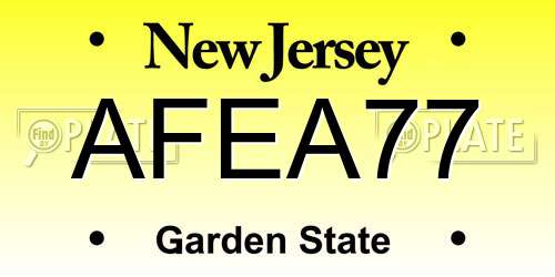 AFEA77 New Jersey License Plate