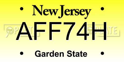 AFF74H New Jersey License Plate