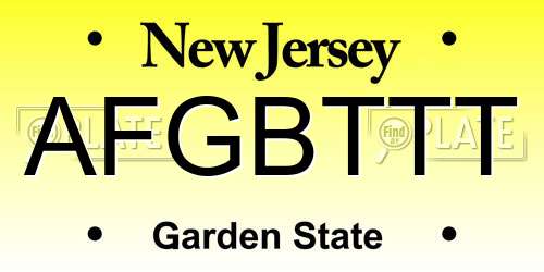 AFGBTTT New Jersey License Plate