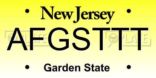 AFGSTTT New Jersey License Plate