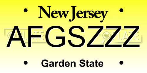 AFGSZZZ New Jersey License Plate