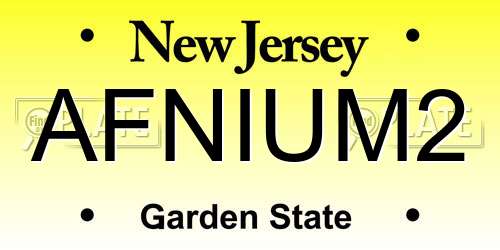 AFNIUM2 New Jersey License Plate