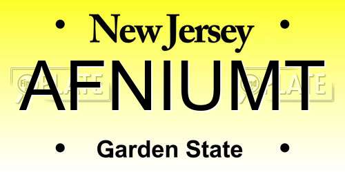 AFNIUMT New Jersey License Plate