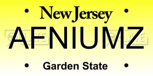 AFNIUMZ New Jersey License Plate