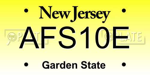 AFS10E New Jersey License Plate