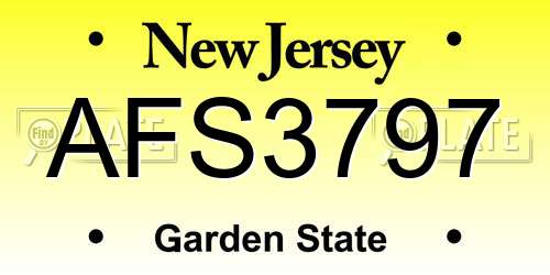 AFS3797 New Jersey License Plate