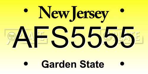 AFS5555 New Jersey License Plate
