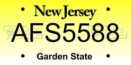 AFS5588 New Jersey License Plate