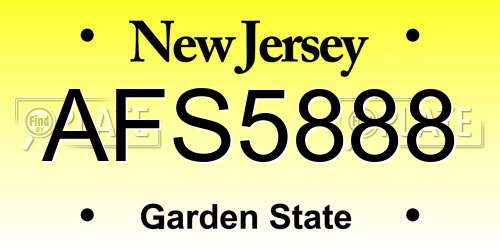 AFS5888 New Jersey License Plate