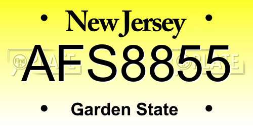 AFS8855 New Jersey License Plate