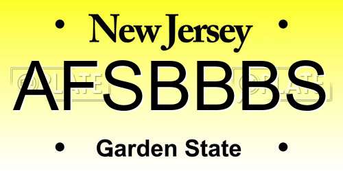 AFSBBBS New Jersey License Plate