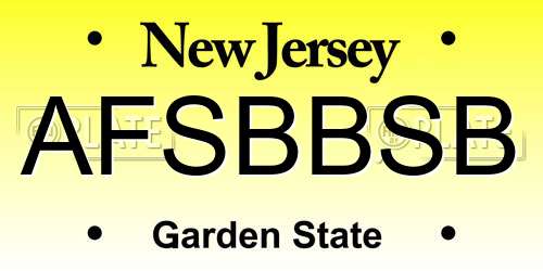 AFSBBSB New Jersey License Plate