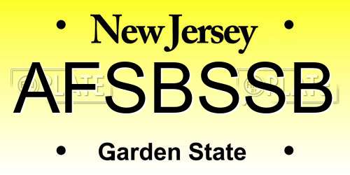 AFSBSSB New Jersey License Plate