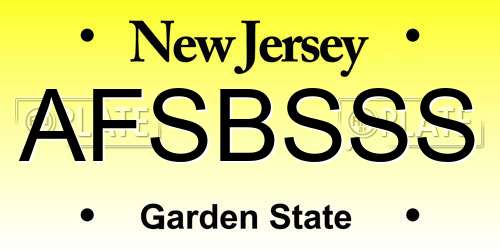 AFSBSSS New Jersey License Plate