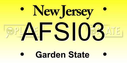 AFSI03 New Jersey License Plate
