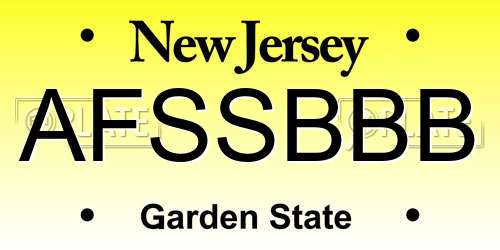AFSSBBB New Jersey License Plate