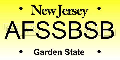 AFSSBSB New Jersey License Plate