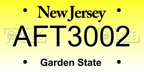 AFT3002 New Jersey License Plate