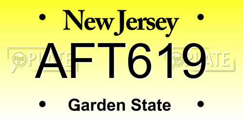 AFT619 New Jersey License Plate