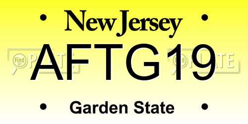 AFTG19 New Jersey License Plate