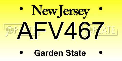 AFV467 New Jersey License Plate