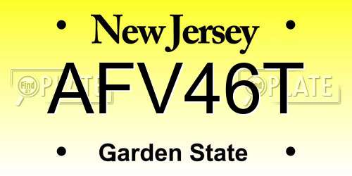 AFV46T New Jersey License Plate