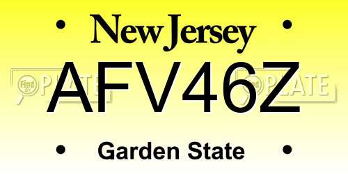AFV46Z New Jersey License Plate