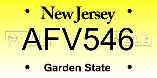 AFV546 New Jersey License Plate