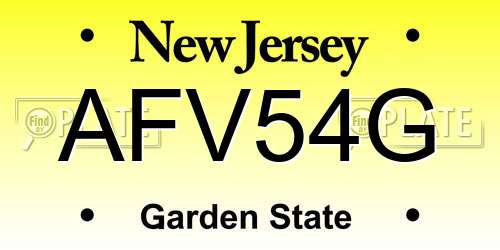 AFV54G New Jersey License Plate