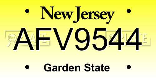 AFV9544 New Jersey License Plate