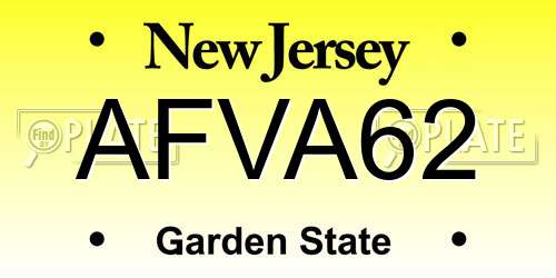 AFVA62 New Jersey License Plate