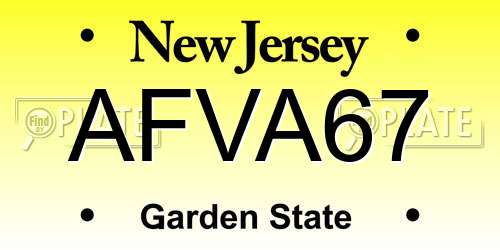 AFVA67 New Jersey License Plate