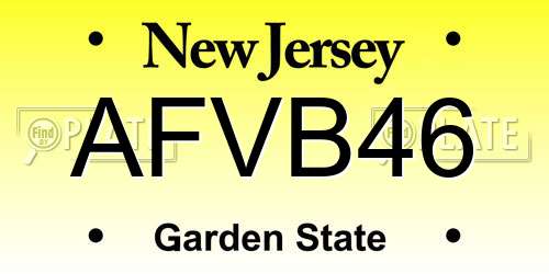 AFVB46 New Jersey License Plate