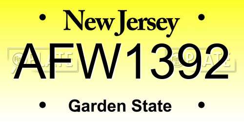 AFW1392 New Jersey License Plate