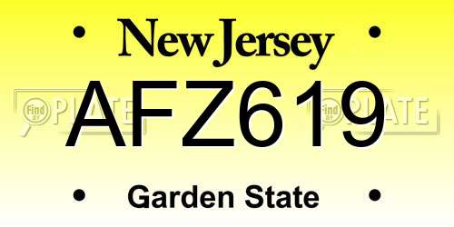 AFZ619 New Jersey License Plate