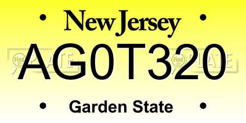 AG0T320 New Jersey License Plate