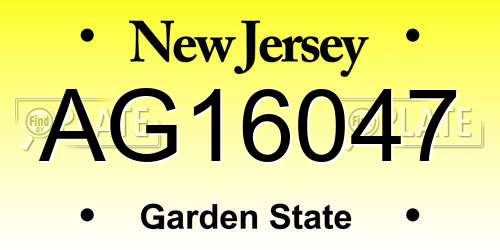 AG16047 New Jersey License Plate
