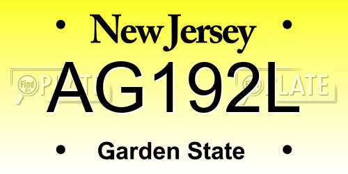 AG192L New Jersey License Plate