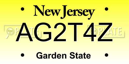 AG2T4Z New Jersey License Plate