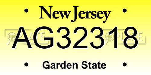 AG32318 New Jersey License Plate