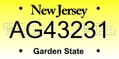 AG43231 New Jersey License Plate