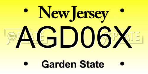 AGD06X New Jersey License Plate