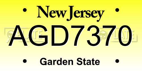 AGD7370 New Jersey License Plate