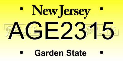 AGE2315 New Jersey License Plate