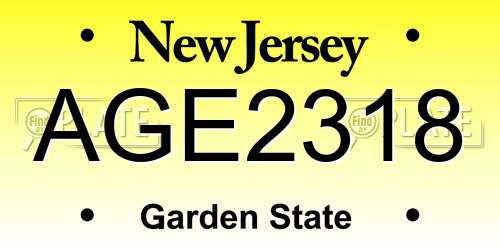 AGE2318 New Jersey License Plate